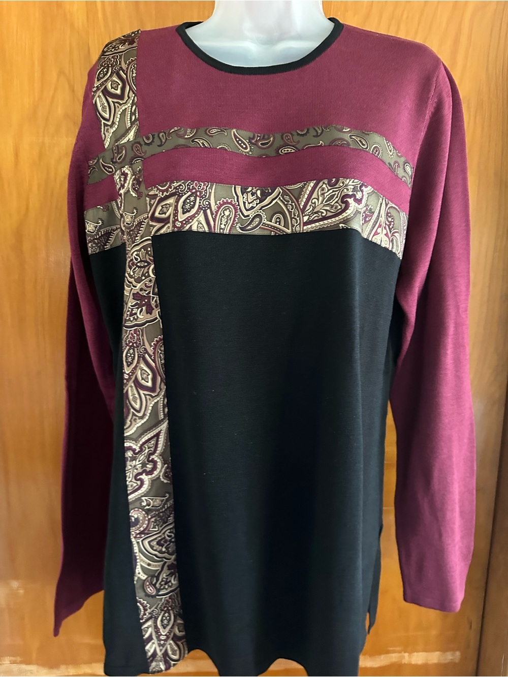 NWT Koos Of Course Silk Paisley Applique Tunic Top M